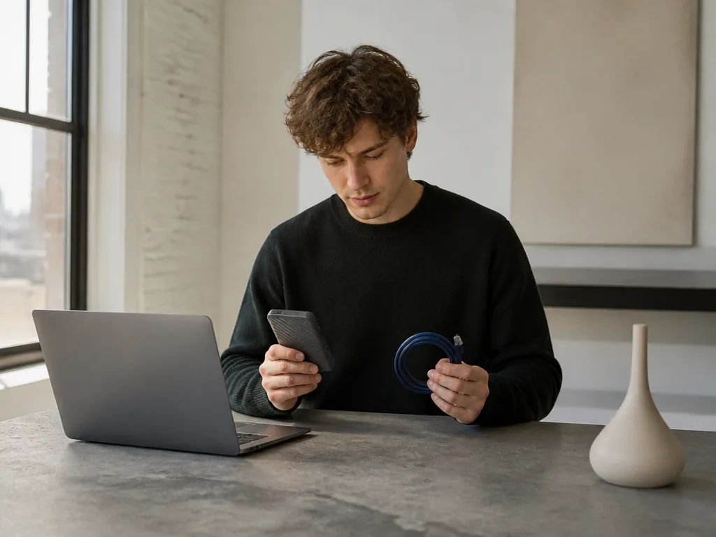 Un utilisateur consulte son téléphone, des applications verrouillées par Trifak